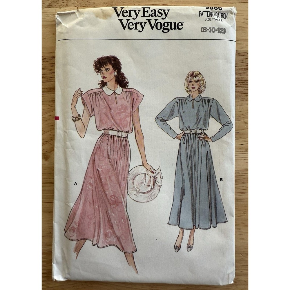 Vogue Pattern 9866 Misses'/ Misses' Petite‎ Pullover Dress Size 8 10 12 Uncut FF